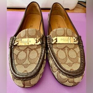 Coach Signature Brown Leather Loafers